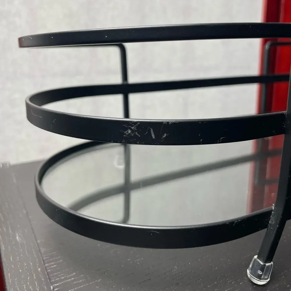 Black Metal Vanity Organizer with Glass Shelf